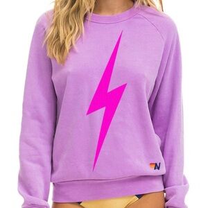 Aviator Nation Purple Sweatshirt with Pink Lightning Bolt